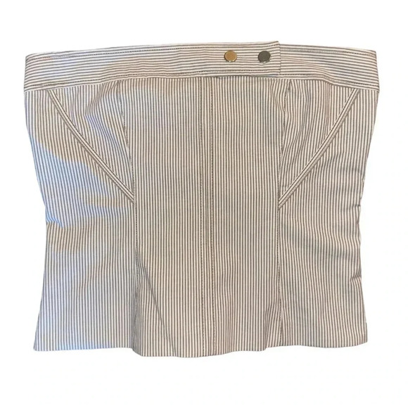 New Zara Pinstriped Button Strapless Corset Blouse Top Womens Small - Picture 3 of 7
